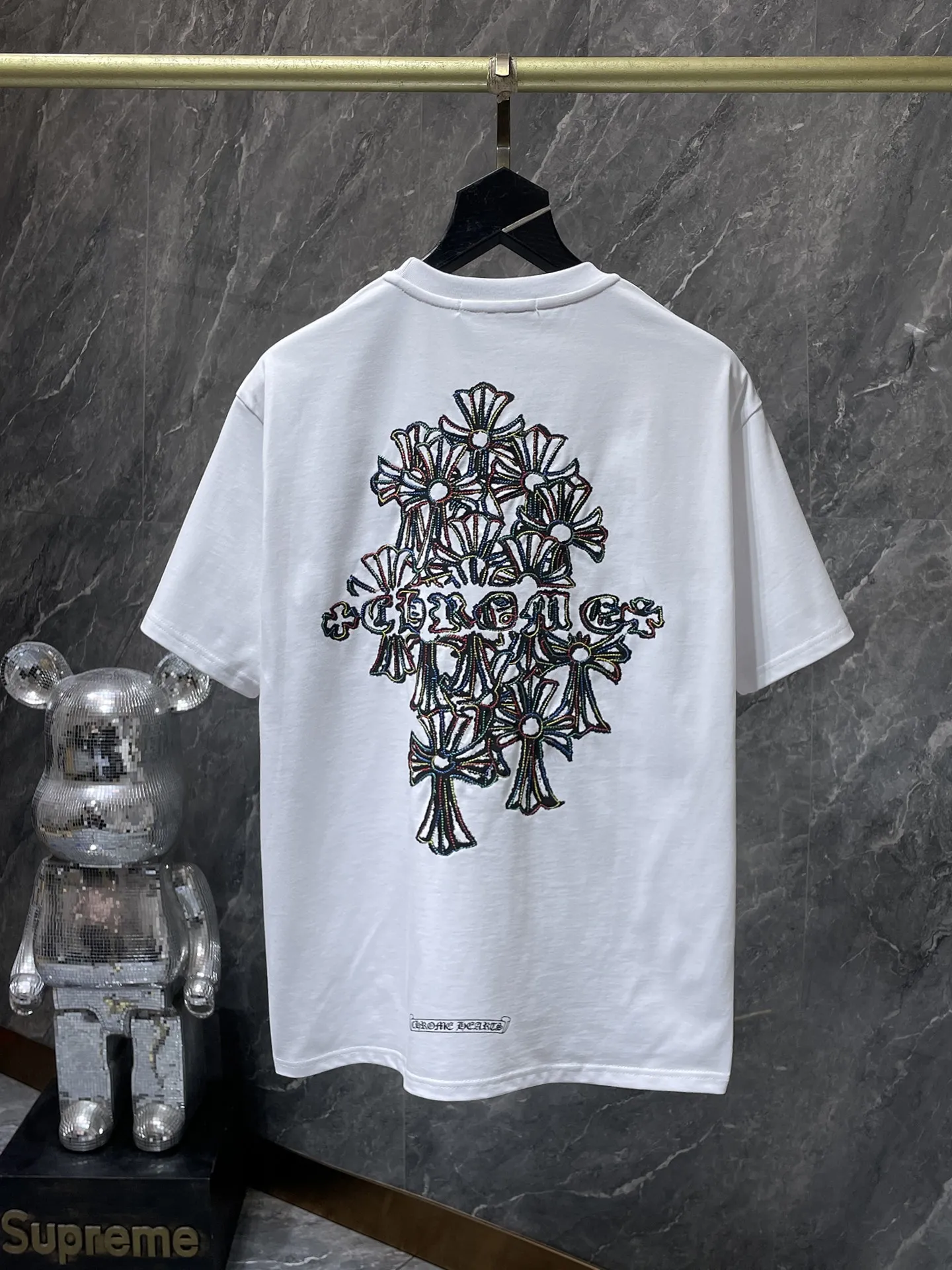 P150 new Chrome Hearts 25ss high version for summer! High-weight, environmentally friendly and high-quality top-quality fabric 275g~270g Crow overlapping color cross Sanskrit embroidered short sleeves. Counter synchronization. 1:1 replica version. Recommended colors: white, black
